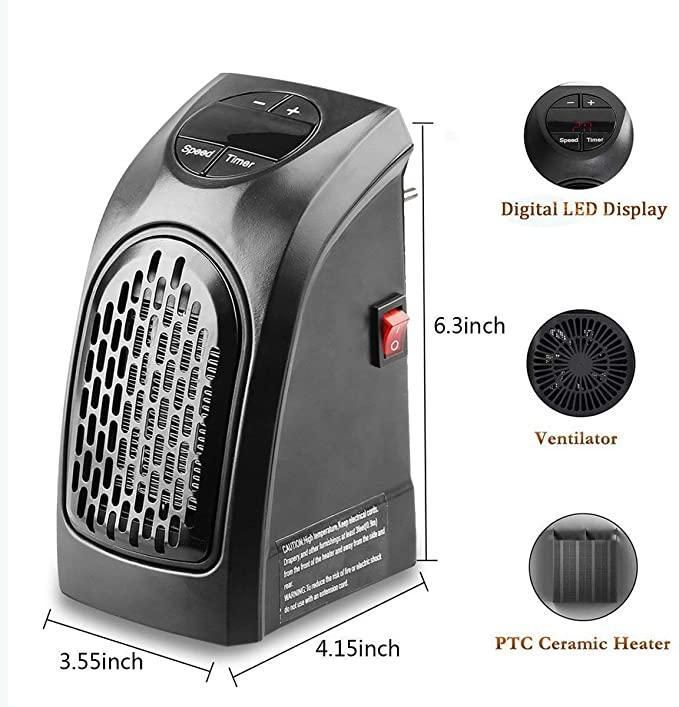 Room Heater Handy Heater for Home, Office, Camper LED Screen 400 Watts Portable Wall Heater Warmer, Mini Blower Heater for Winter - Meoily