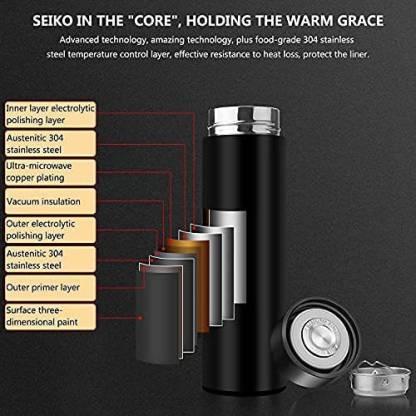 Stainless Steel Temperature Water Bottle Thermos, Double Wall Vacuum Intelligent Cup with LCD Smart Display (500 ML) - Meoily