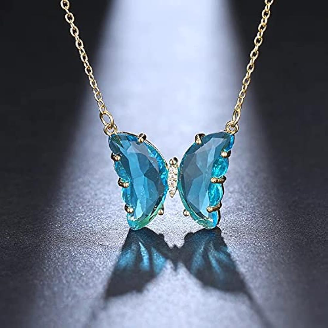 Stylish Blue Crystal Butterfly Necklace For Women and Girls - Meoily